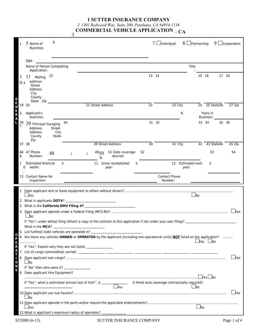 Application for Commercial