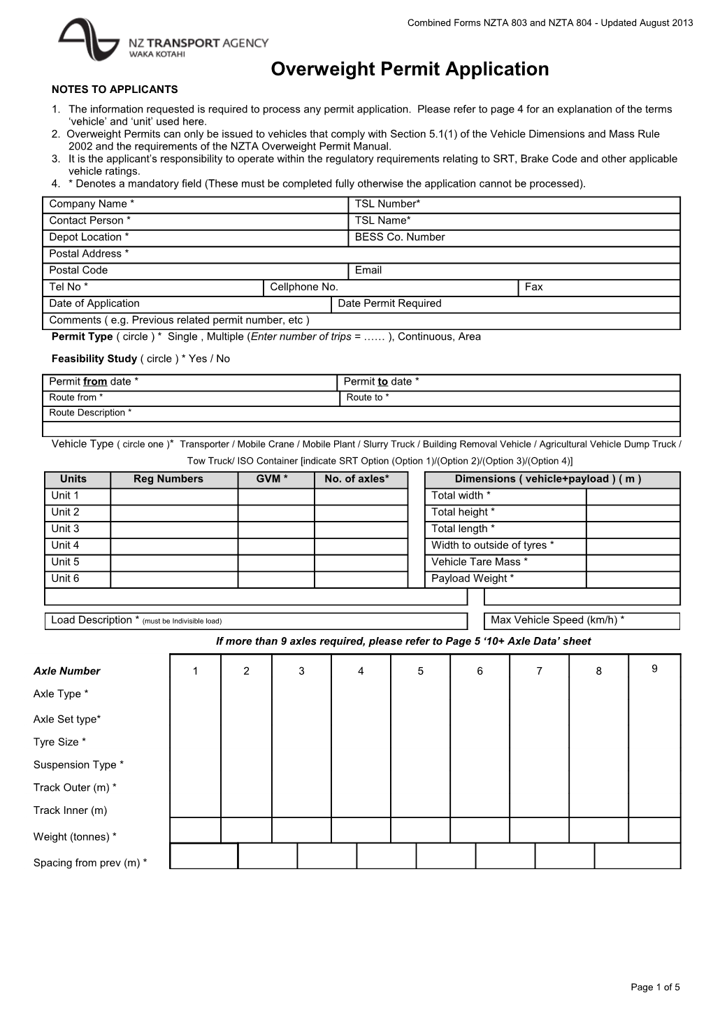 Overweight Premit Manual (OPM) Overweight Permit Application