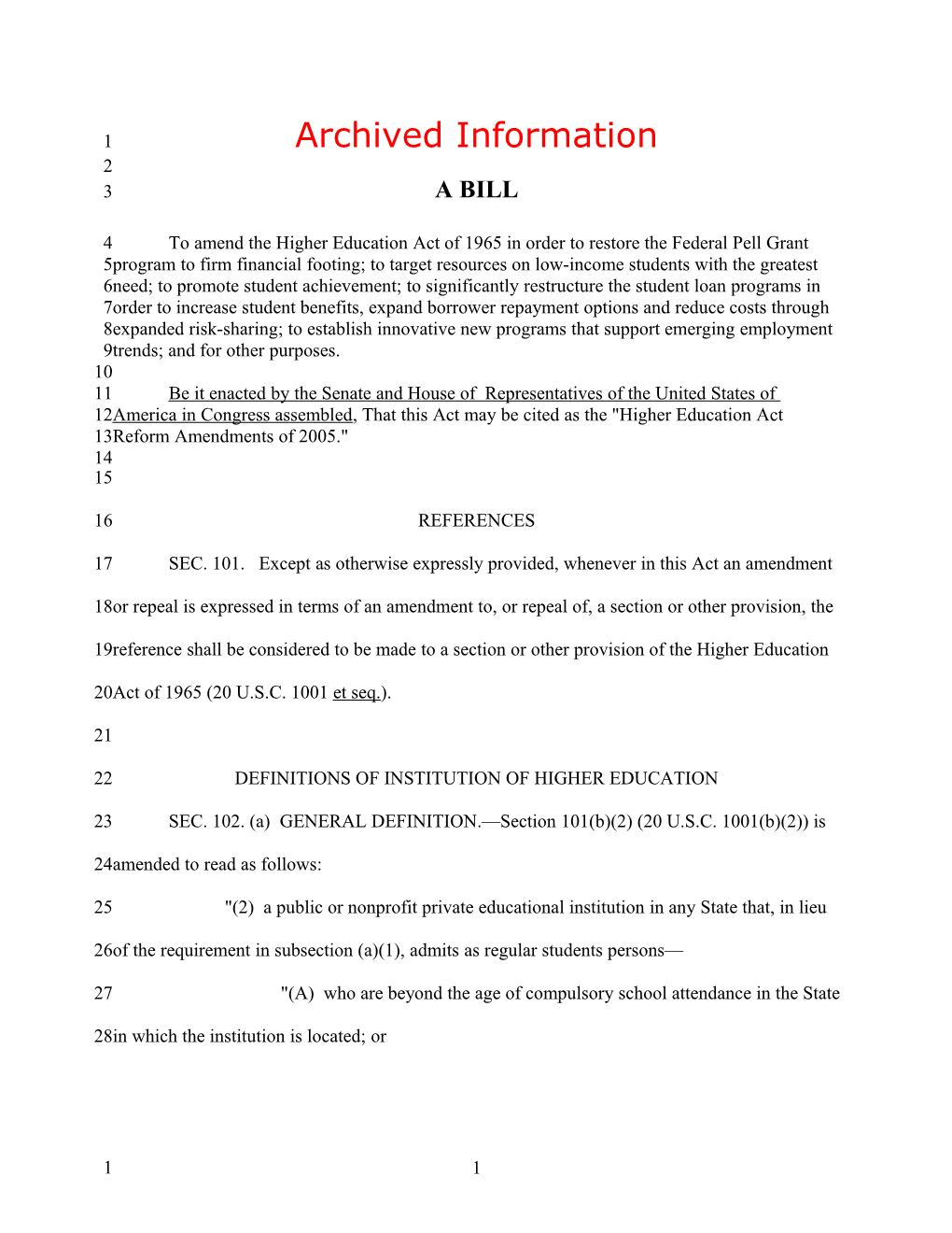 Archived: Proposed Higher Education Act Amendments (MS Word)