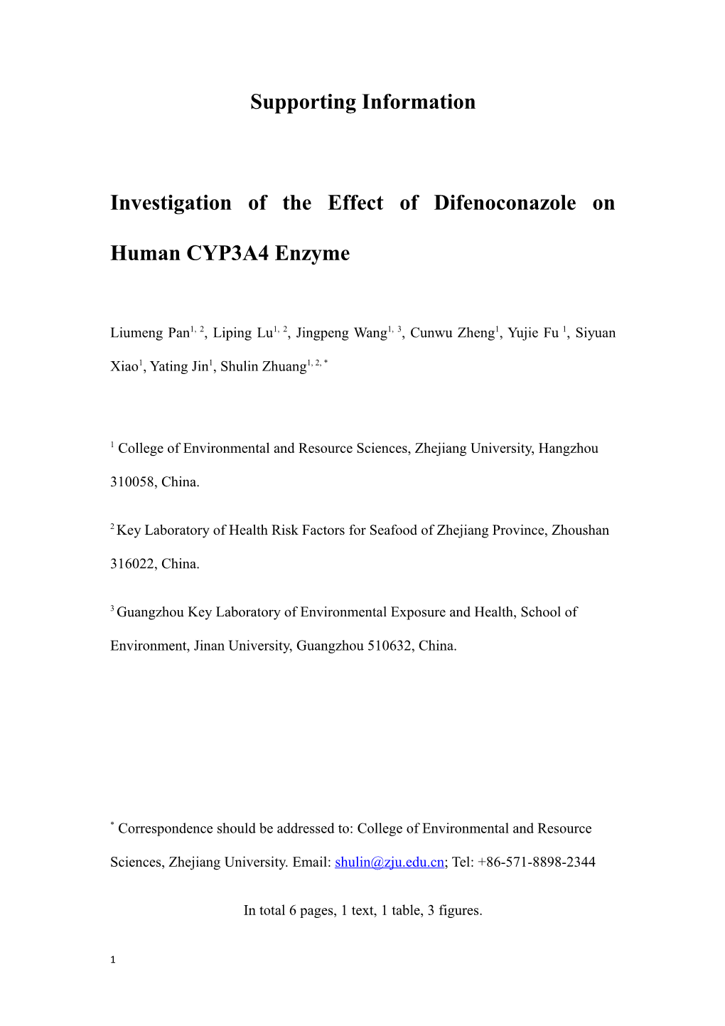 Investigation of the Effect of Difenoconazole on Human CYP3A4 Enzyme