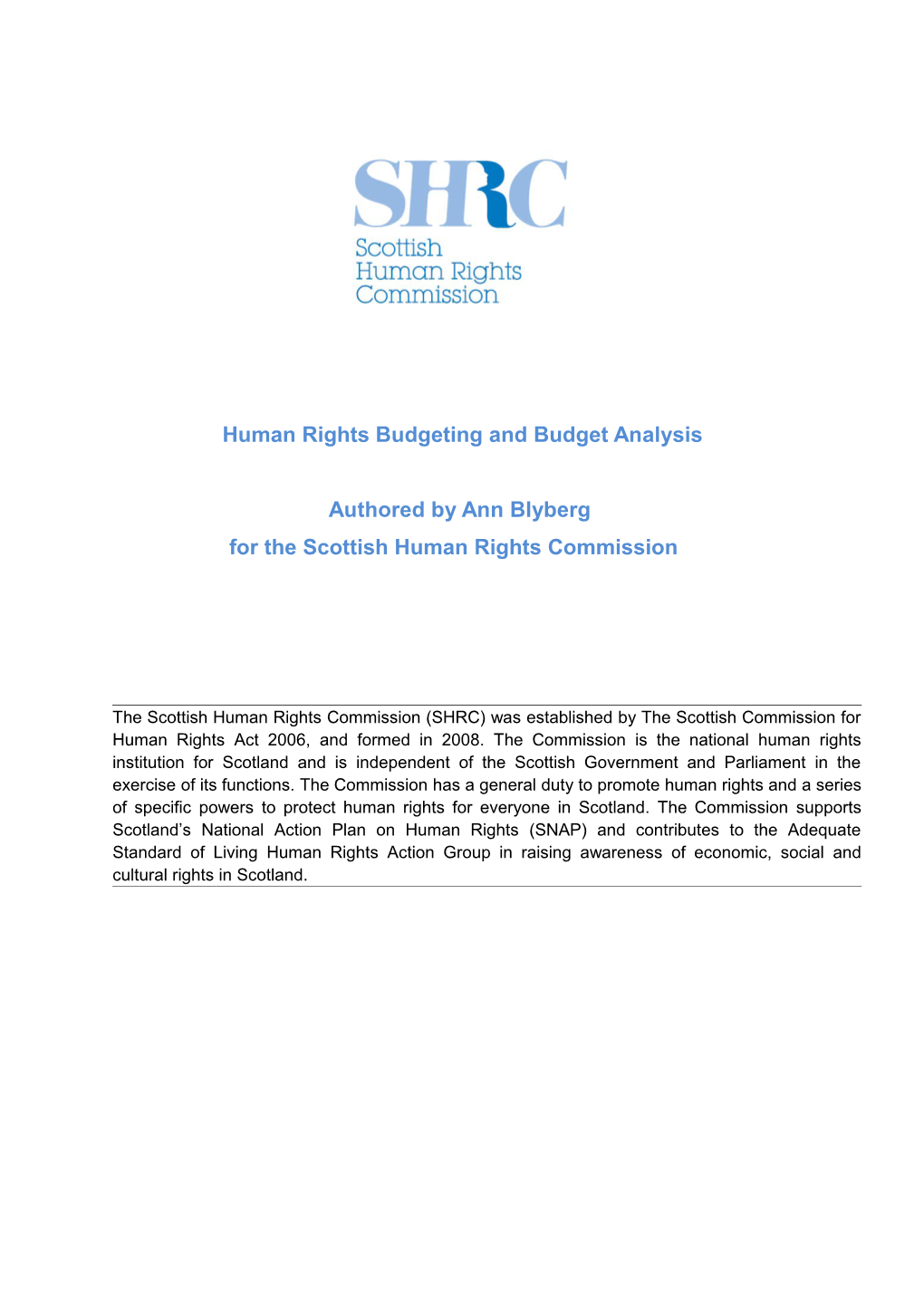 Human Rights Budgeting and Budget Analysis