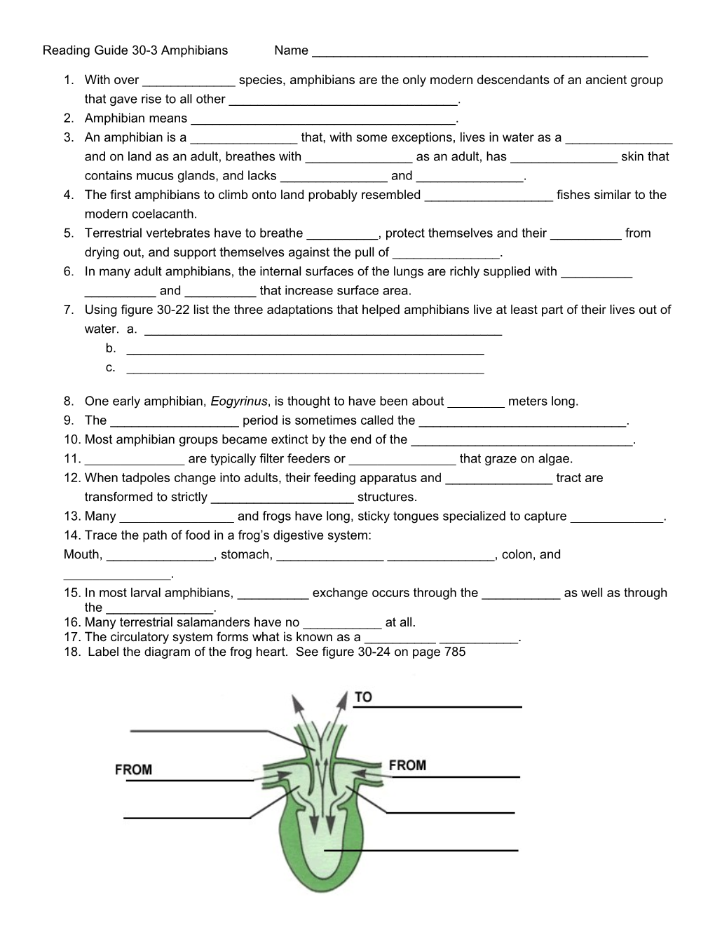 Reading Guide 30-3 Amphibians