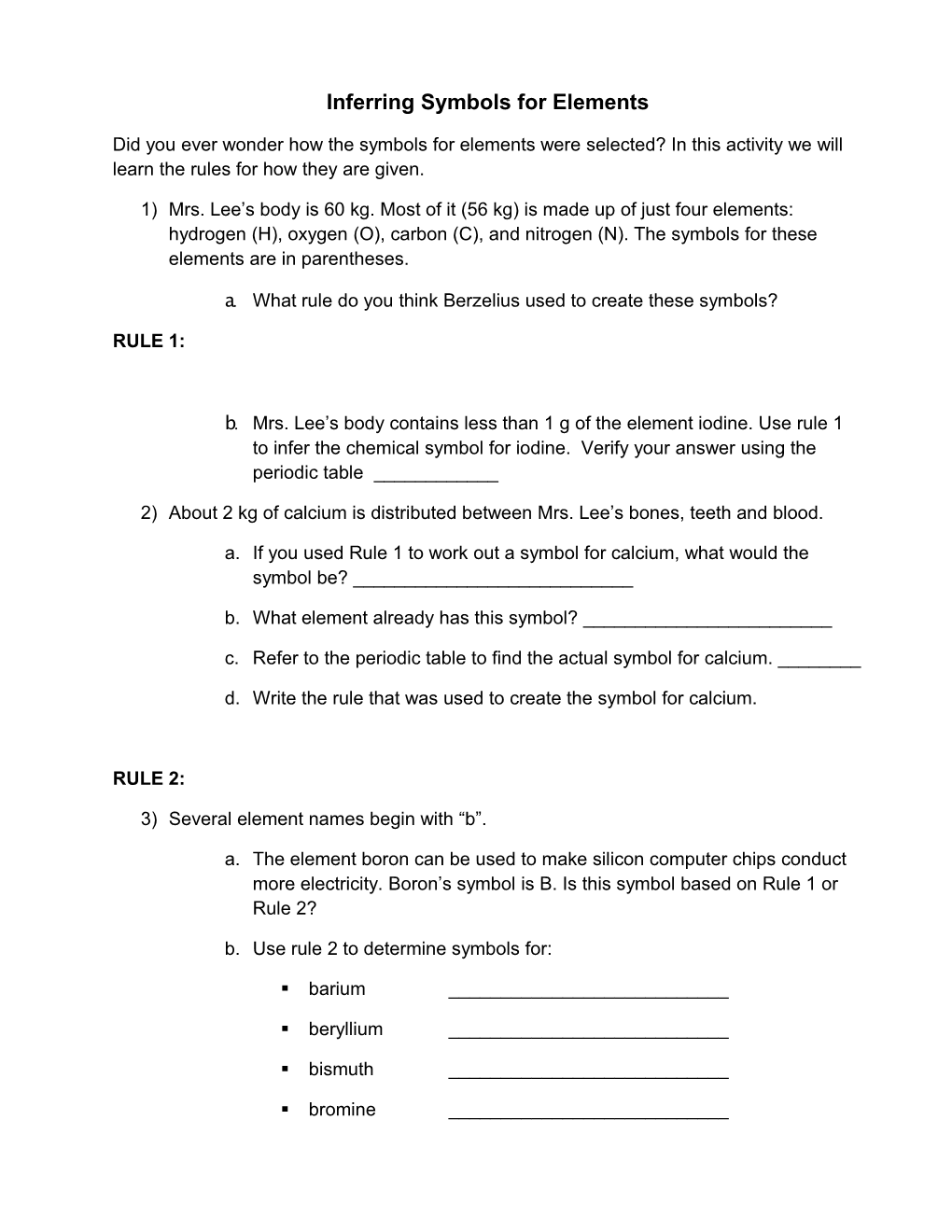 Inferring Symbols for Elements