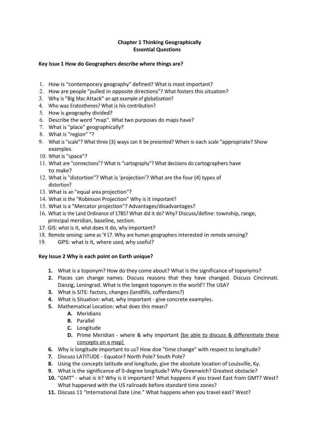 Key Issue 1 How Do Geographers Describe Where Things Are? s1