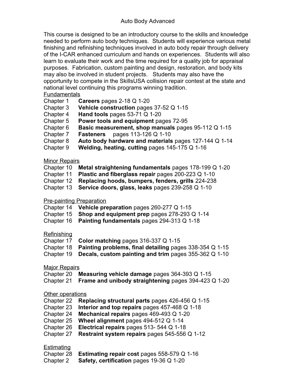 Chapter 3 Vehicle Construction Pages 37-52 Q 1-15