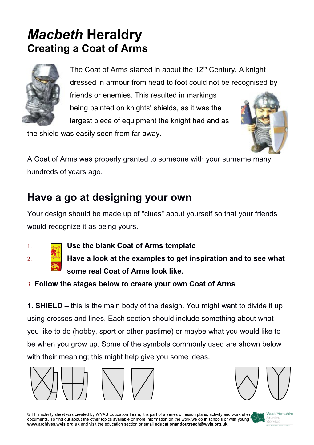 Design Your Own Coat of Arms Activity s1