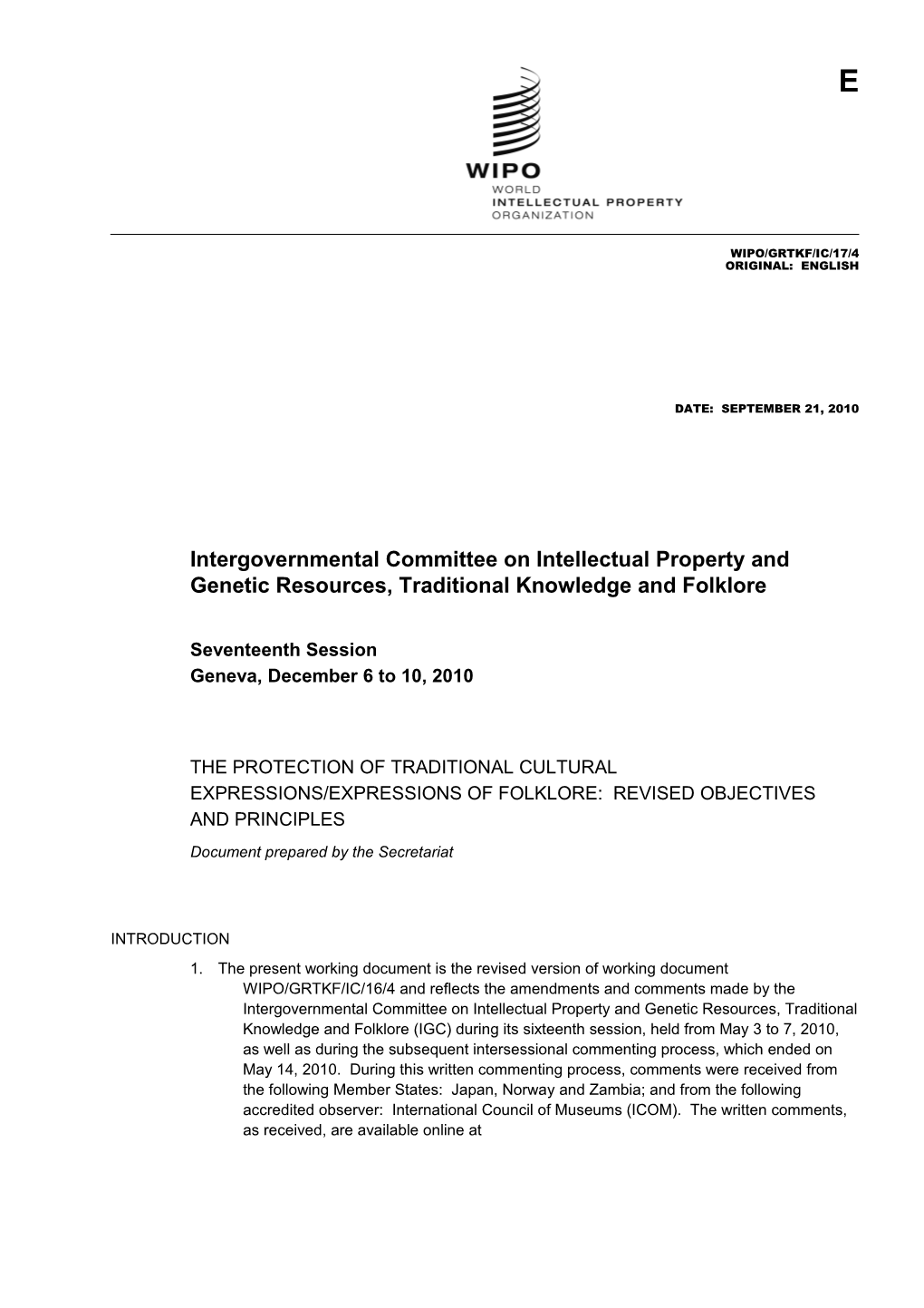 Intergovernmental Committee on Intellectual Property and Genetic Resources, Traditional s3