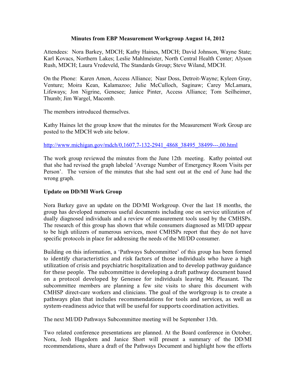 DRAFT - - - Minutes from EBP Measurement Workgroup June 13, 2011