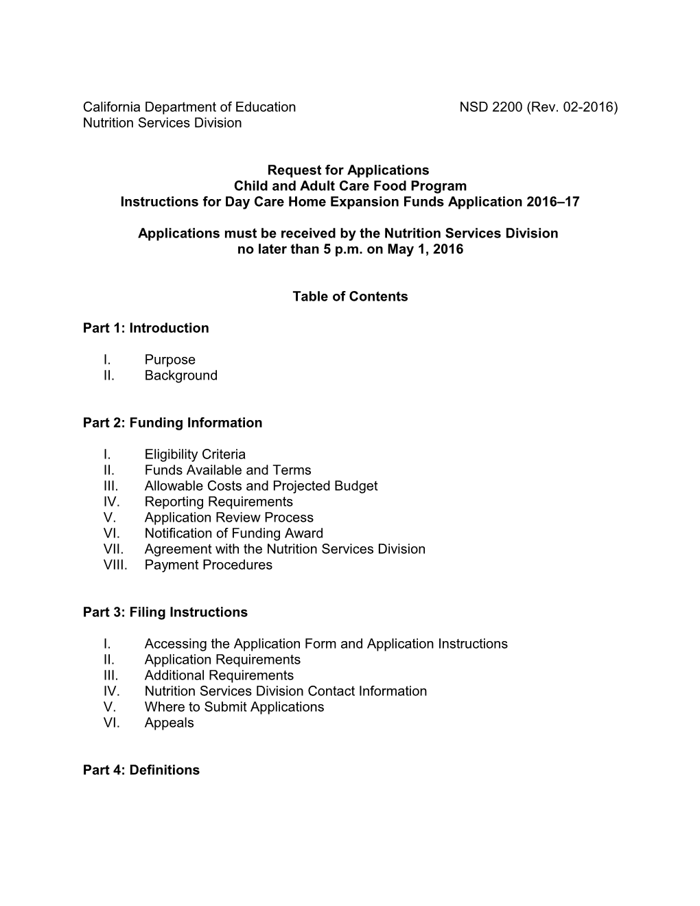 RFA-16: DCH Expansion Funds Instructions (CA Dept of Education)