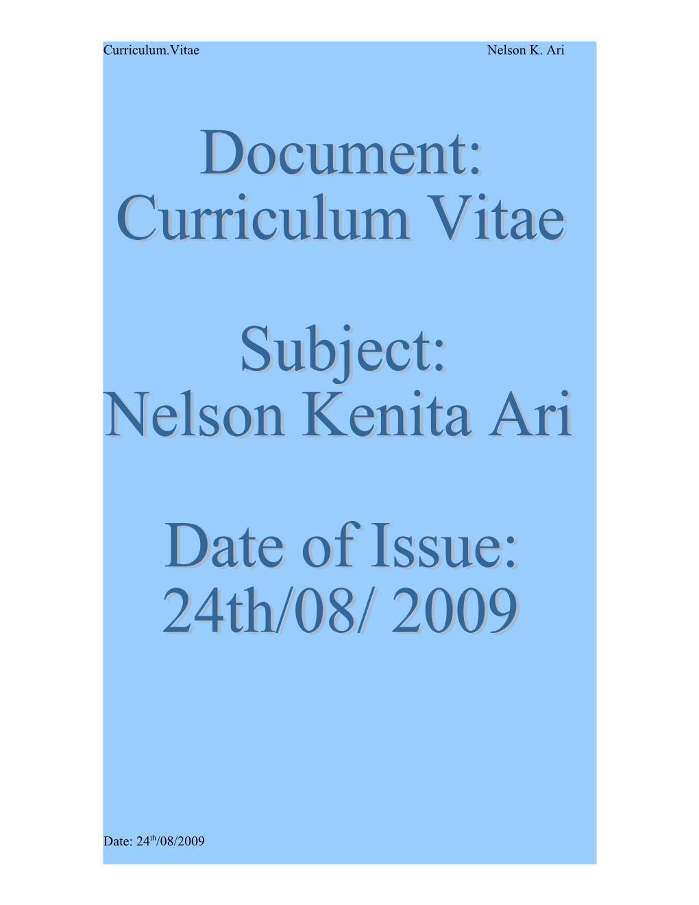 Curriculum.Vitae Nelson K. Ari