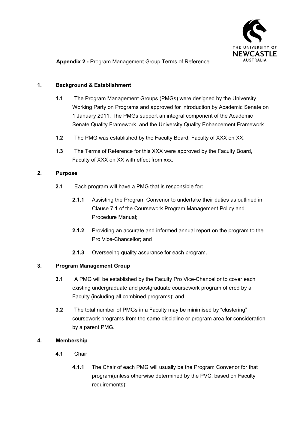 Appendix 2 - Program Management Group Terms of Reference