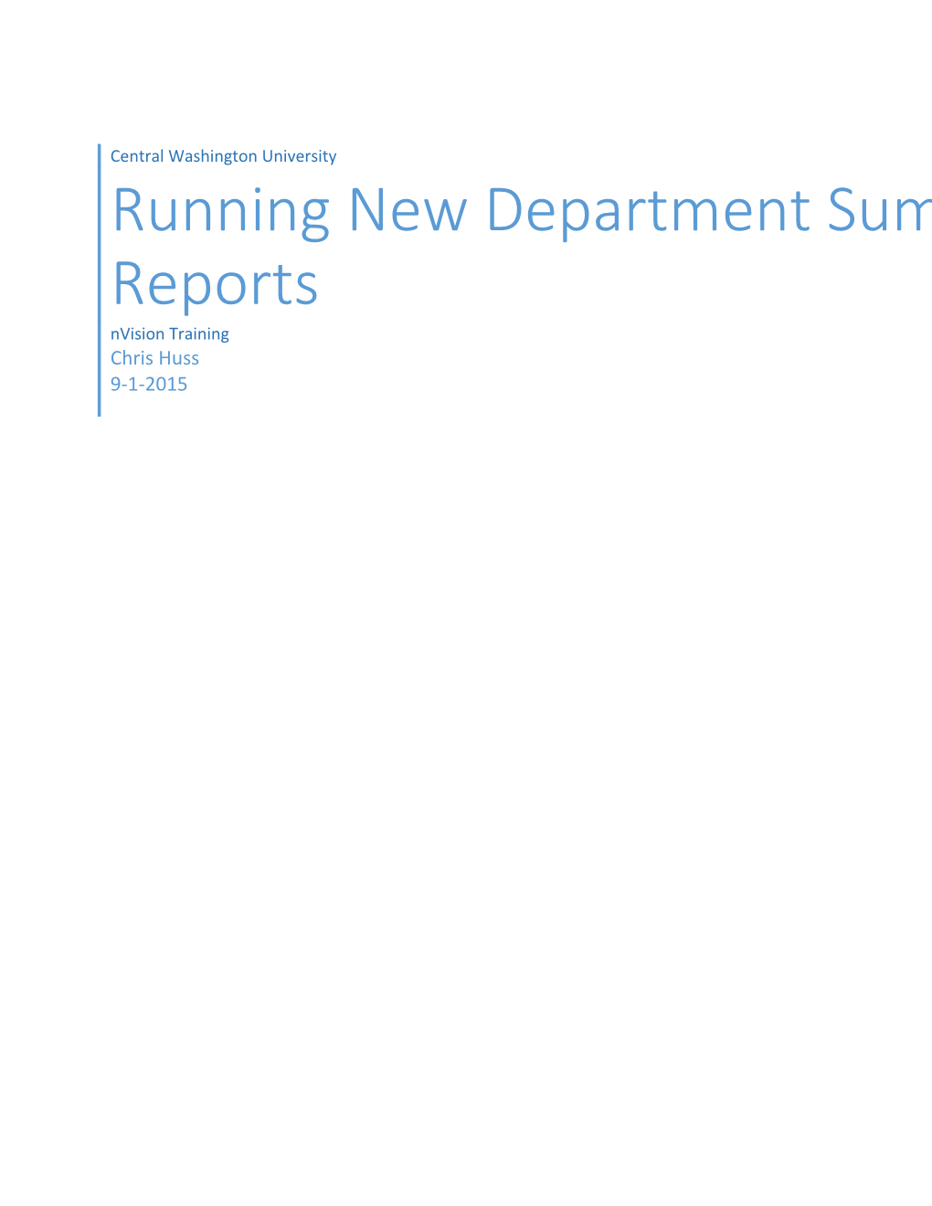 Running New Department Summary Reports