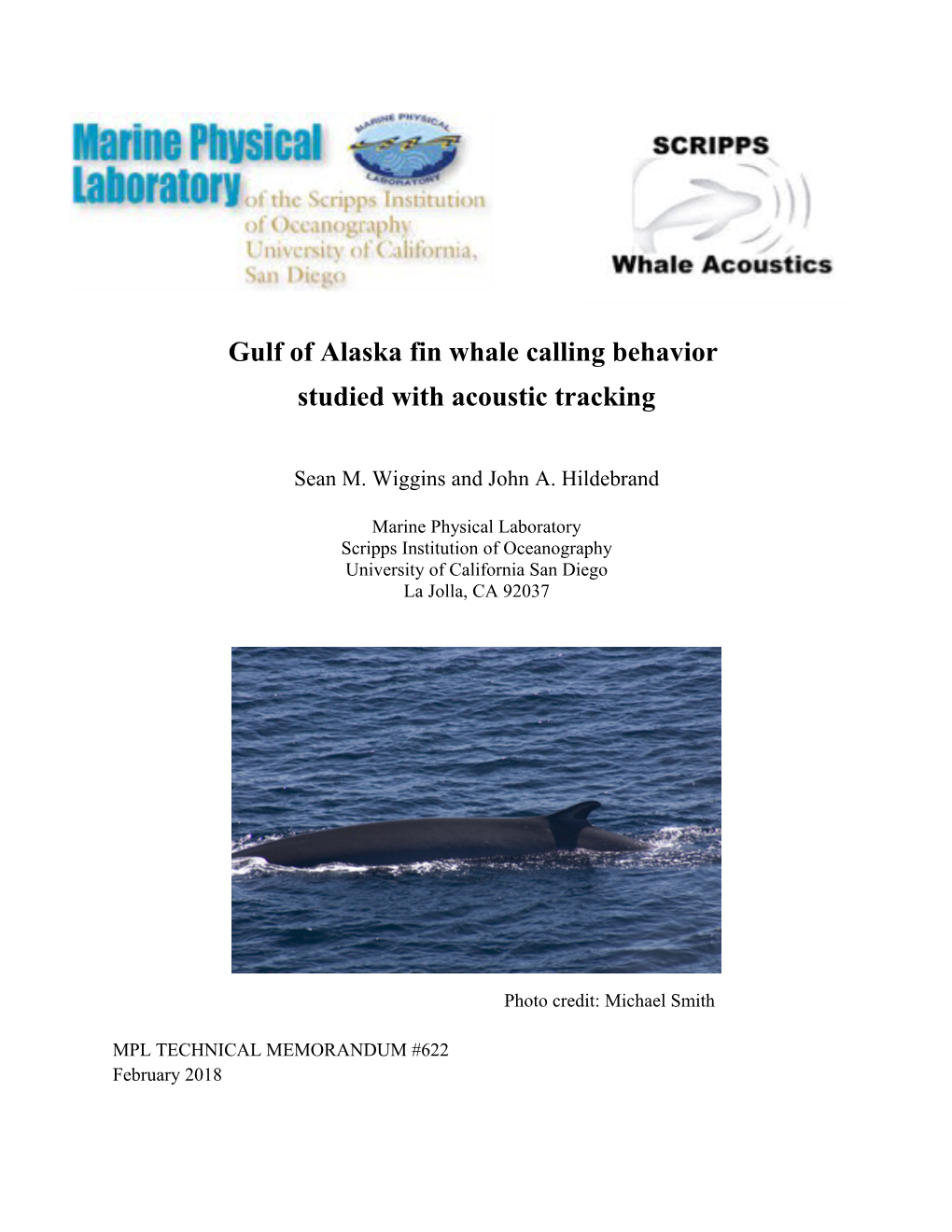 Gulf of Alaska Fin Whale Calling Behavior