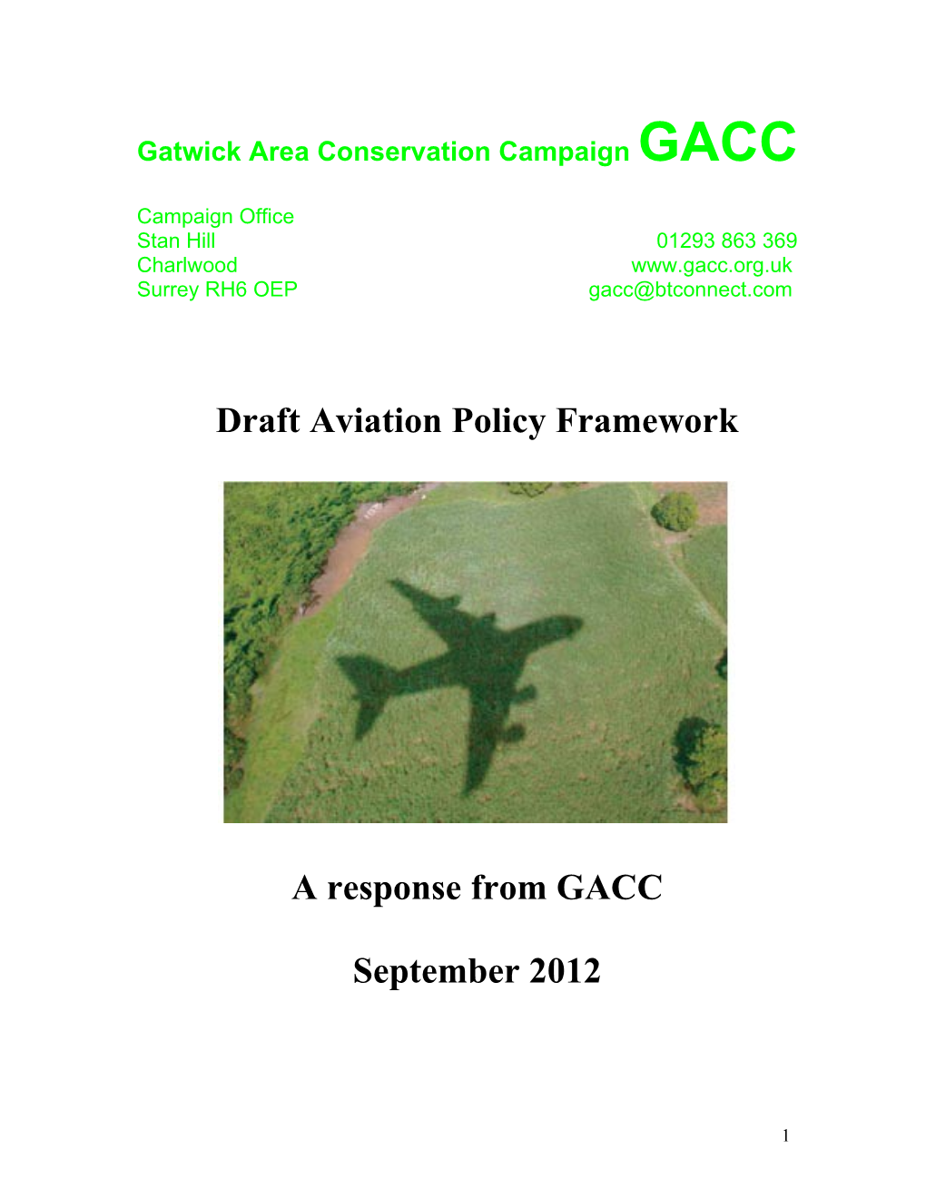 Draft Aviation Policy Framework