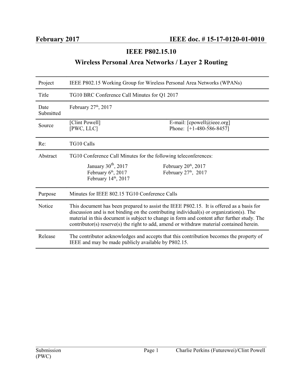 Wireless Personal Area Networks / Layer 2 Routing
