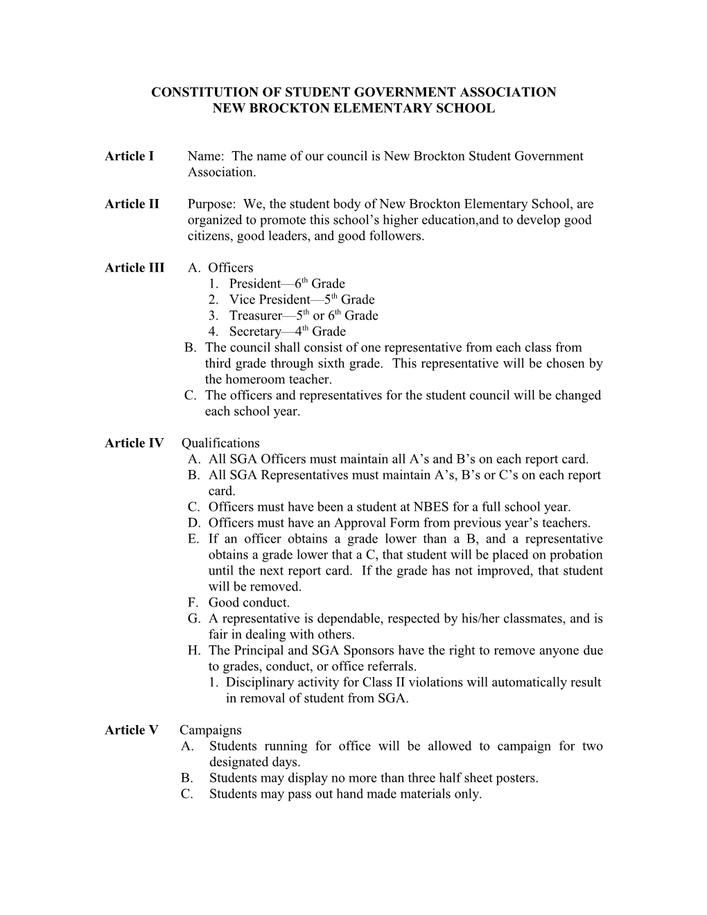 Constitution of Student Government Association