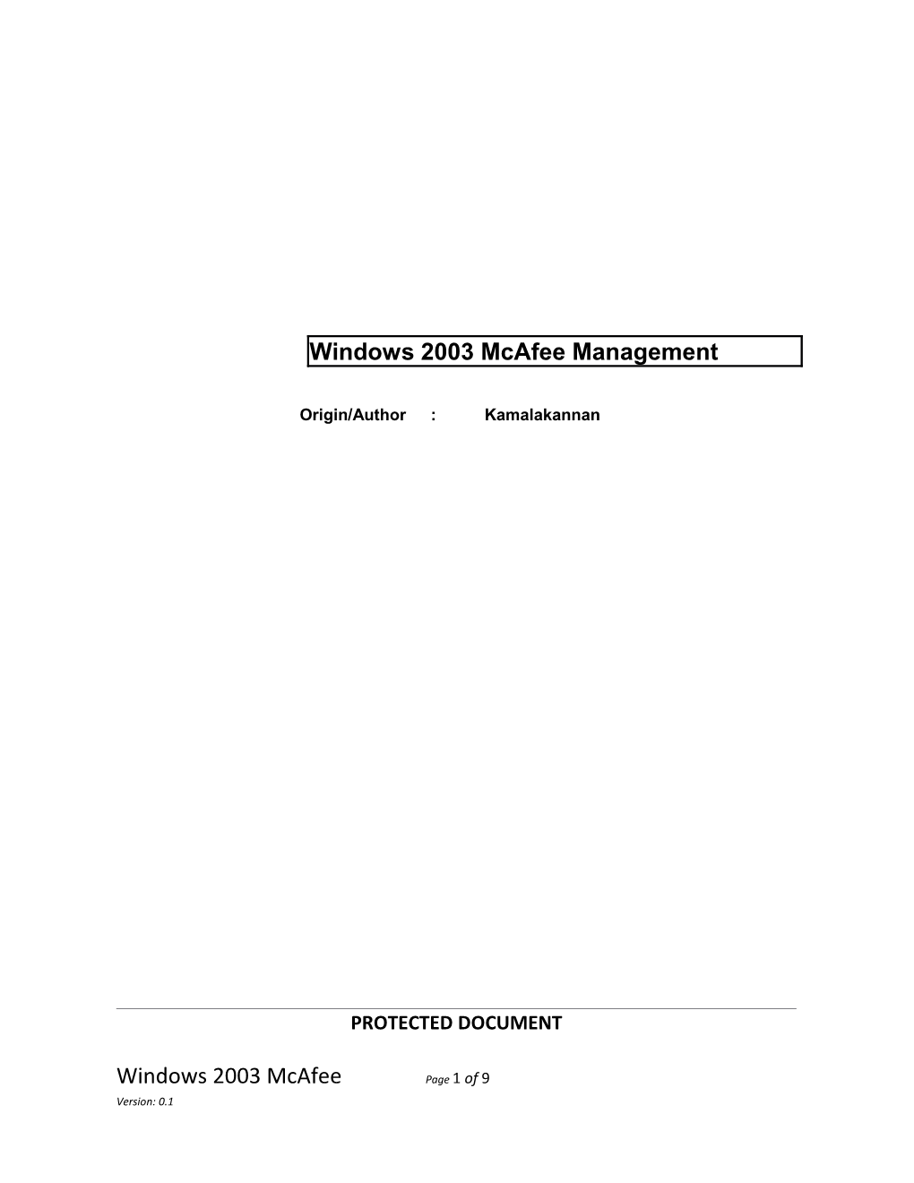 Windows 2003 Mcafee Management