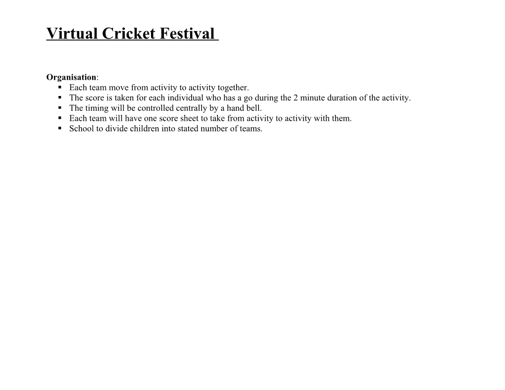Virtual Cricket Festival