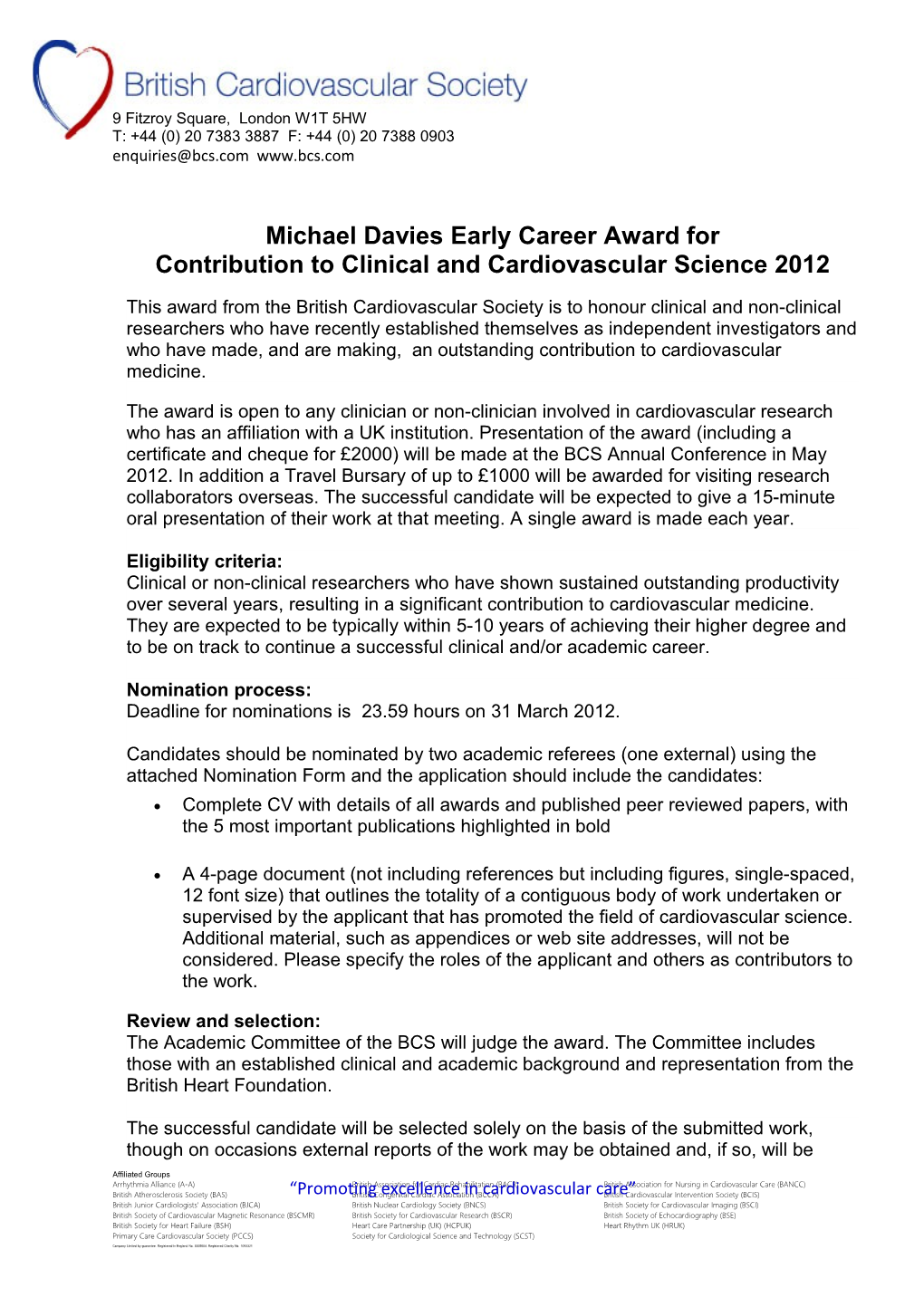 Michael Davies Early Career Award For