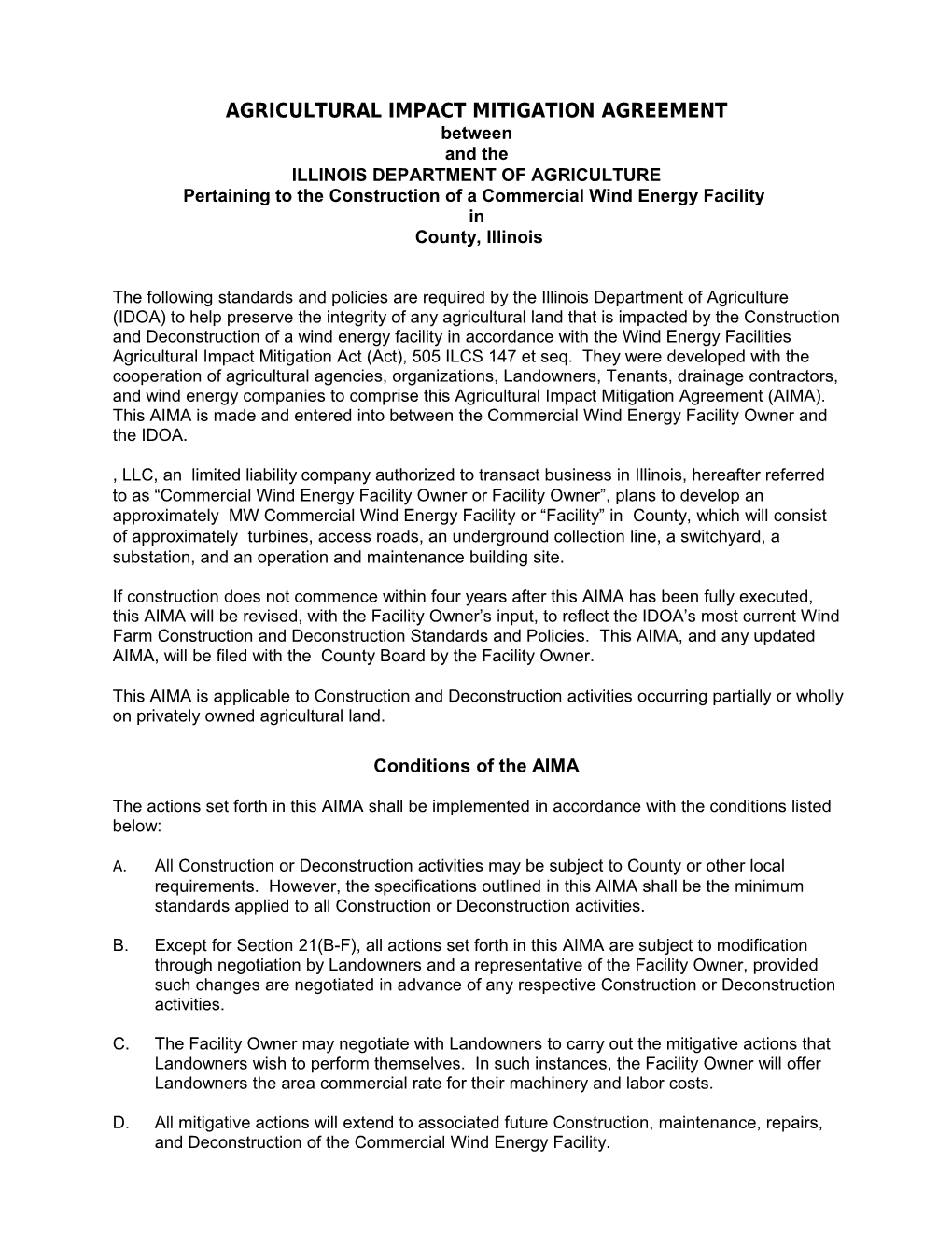 Agricultural Impact Mitigation Agreement