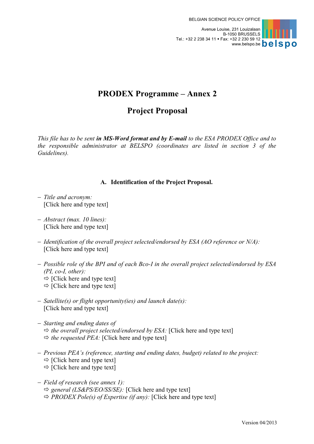 PRODEX Programme Annex 2