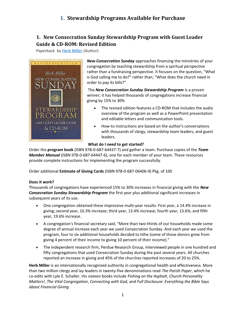 1.New Consecration Sunday Stewardship Program with Guest Leader Guide & CD-ROM:Revised Edition
