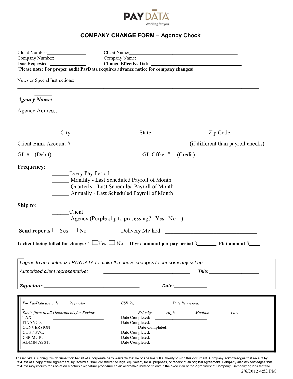 Company Change Form