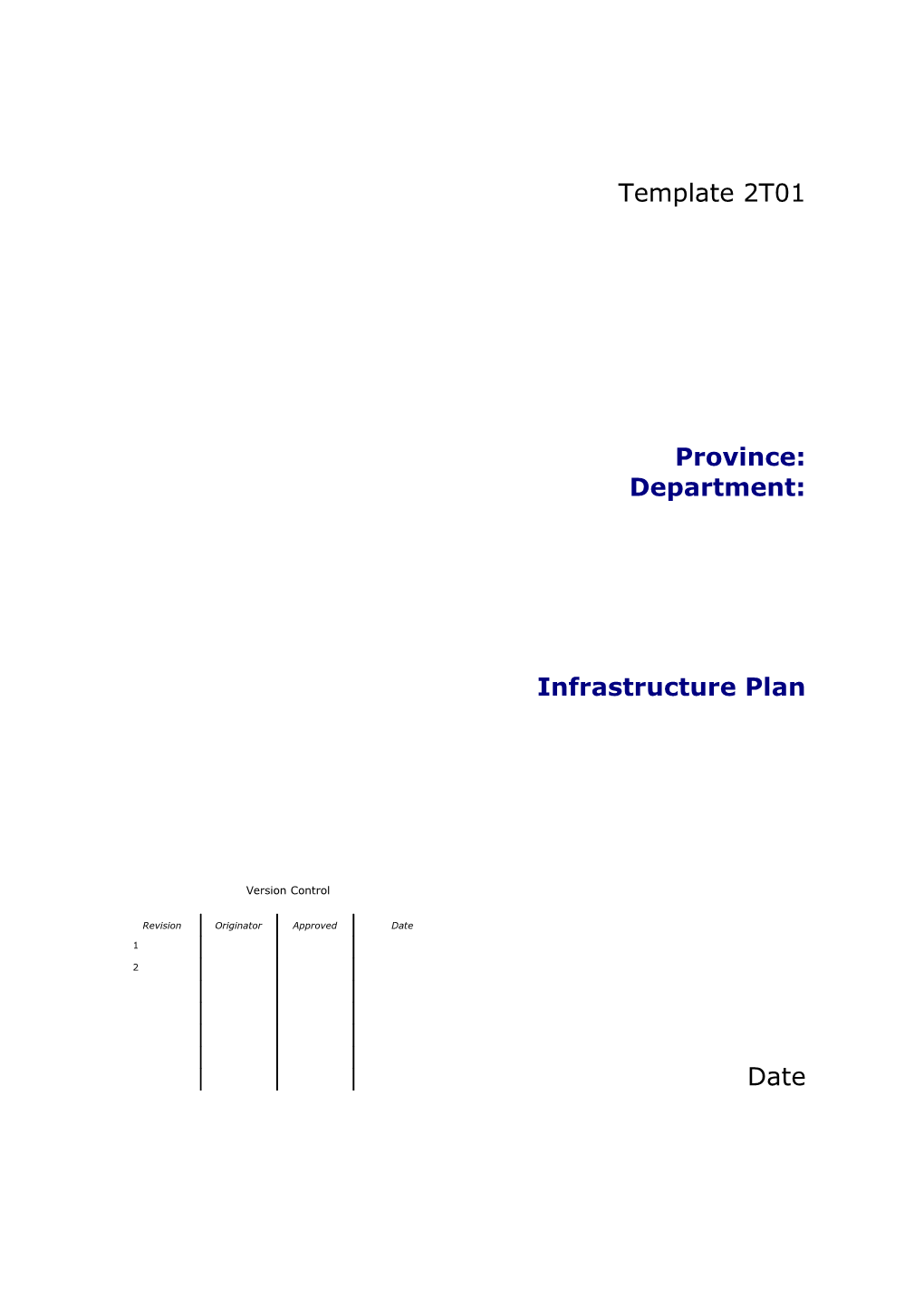 DP1-T29 Infrastructure Plan Template Version 4-0