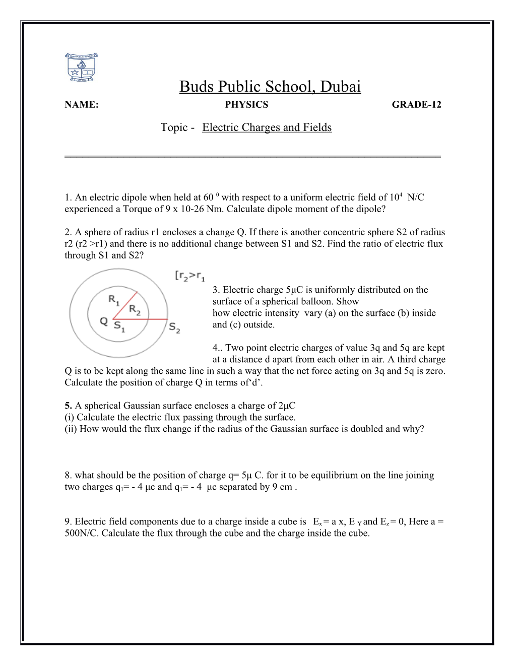 Name: Physics Grade-12