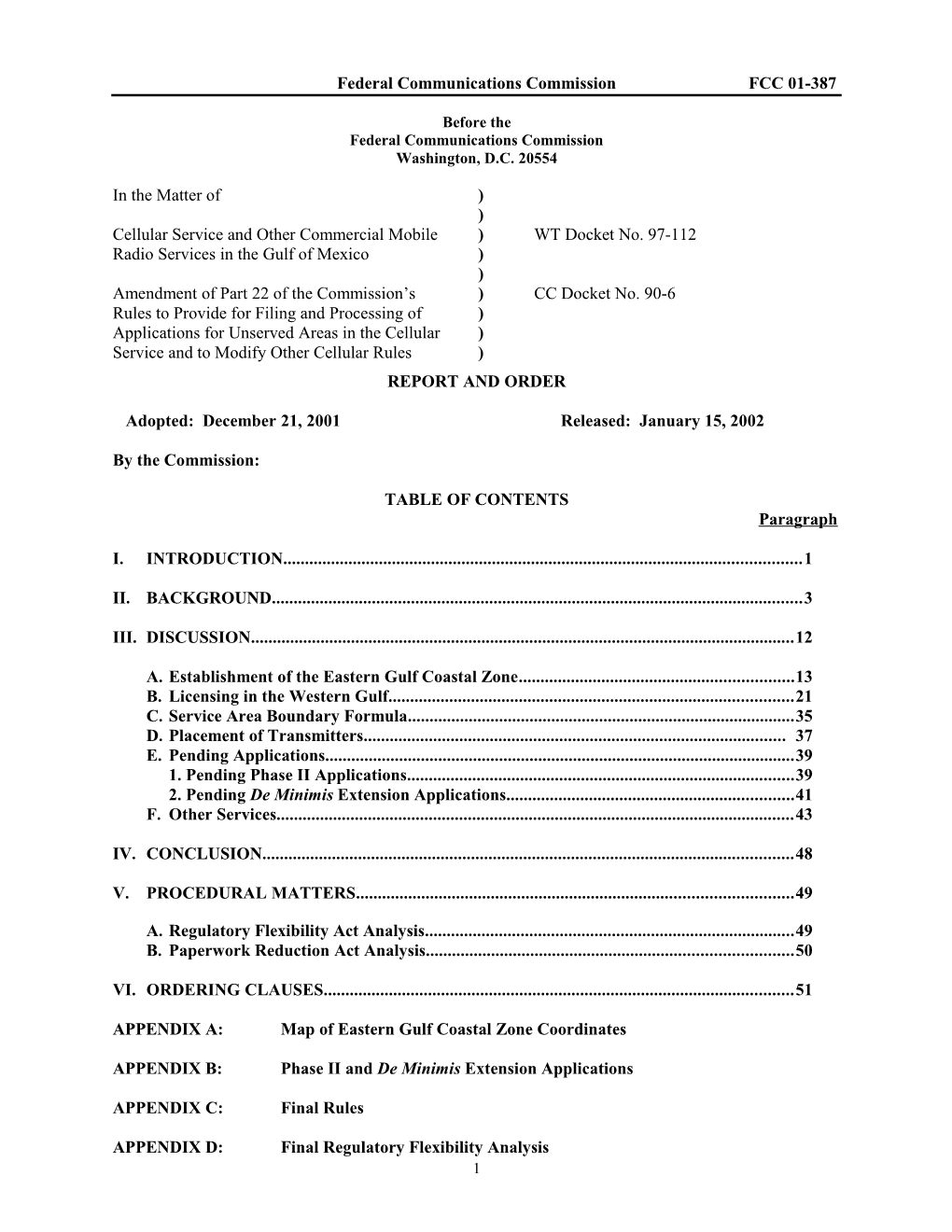 Federal Communications Commission FCC 01-387