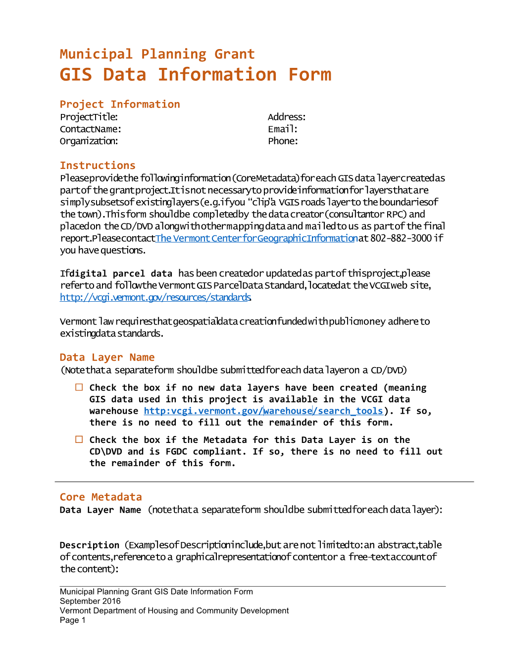 GIS Data Information Form