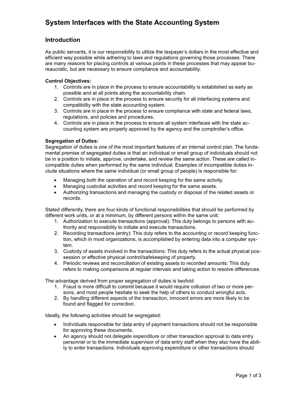 System Interfaces with the State Accounting System