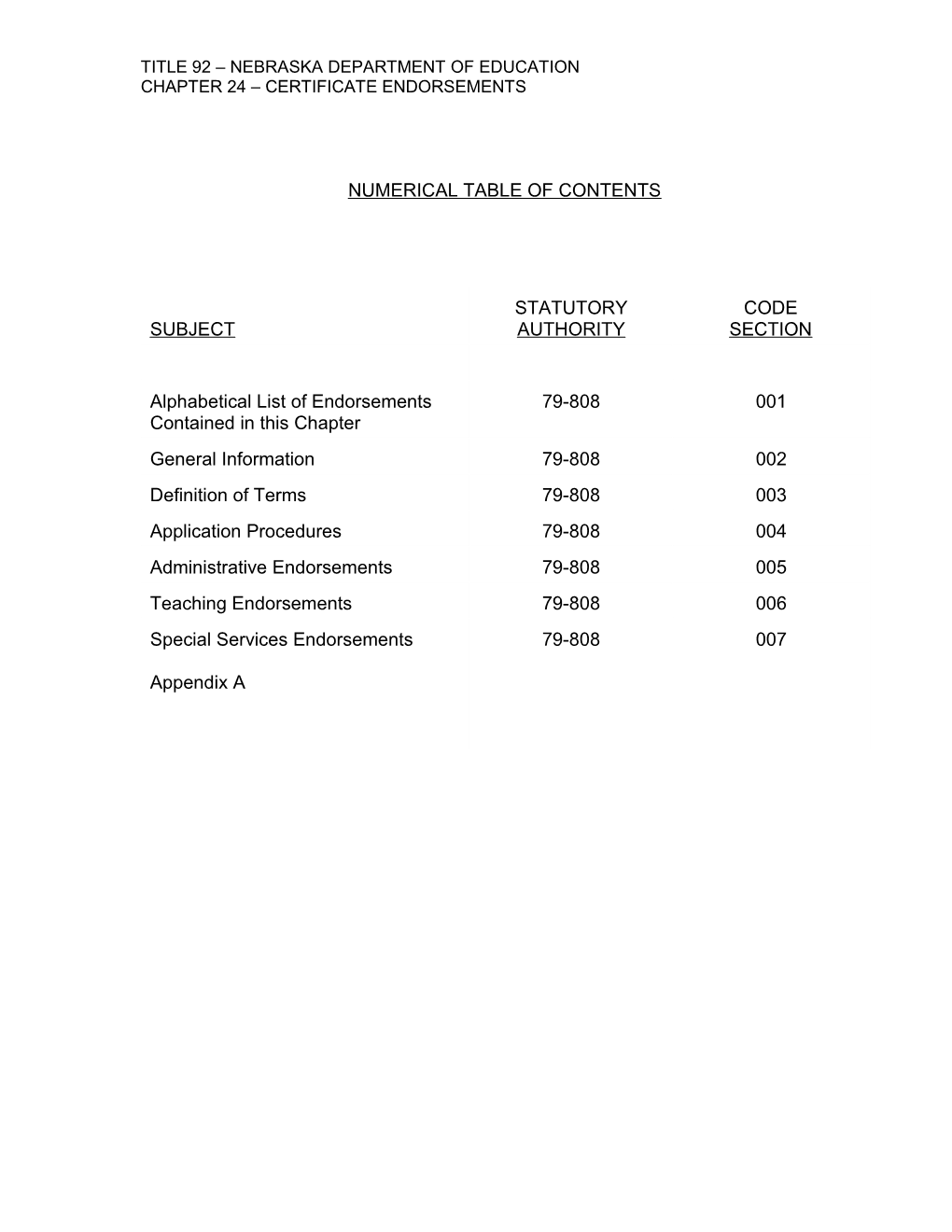 Title 92 Nebraska Department of Education