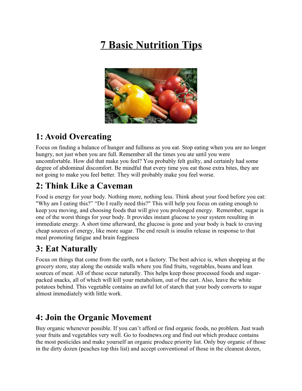 7 Basic Nutrition Tips