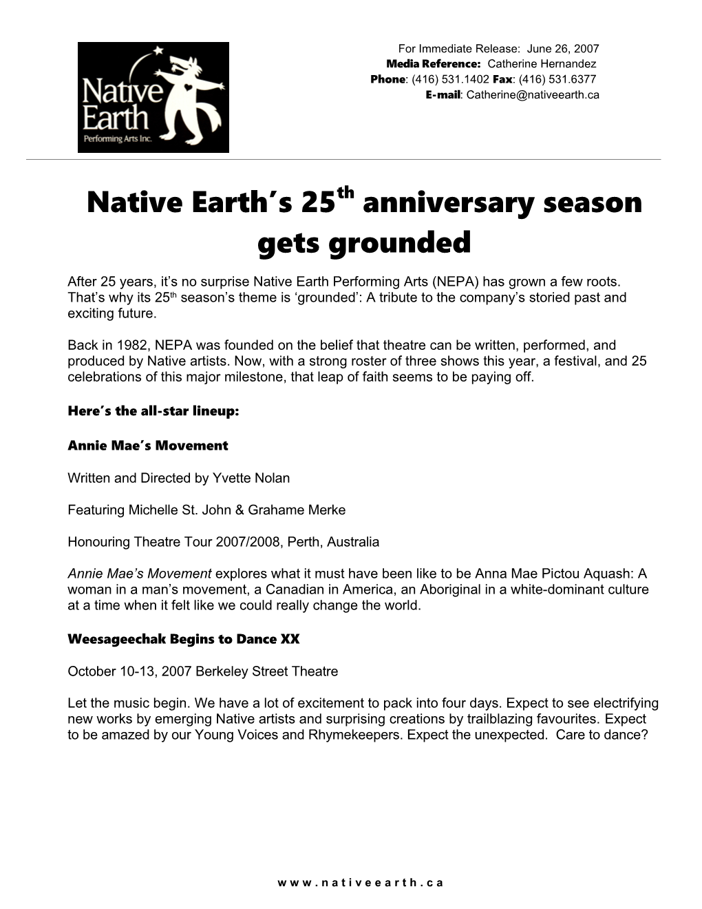 Native Earth S 25Th Anniversary Season Gets Grounded