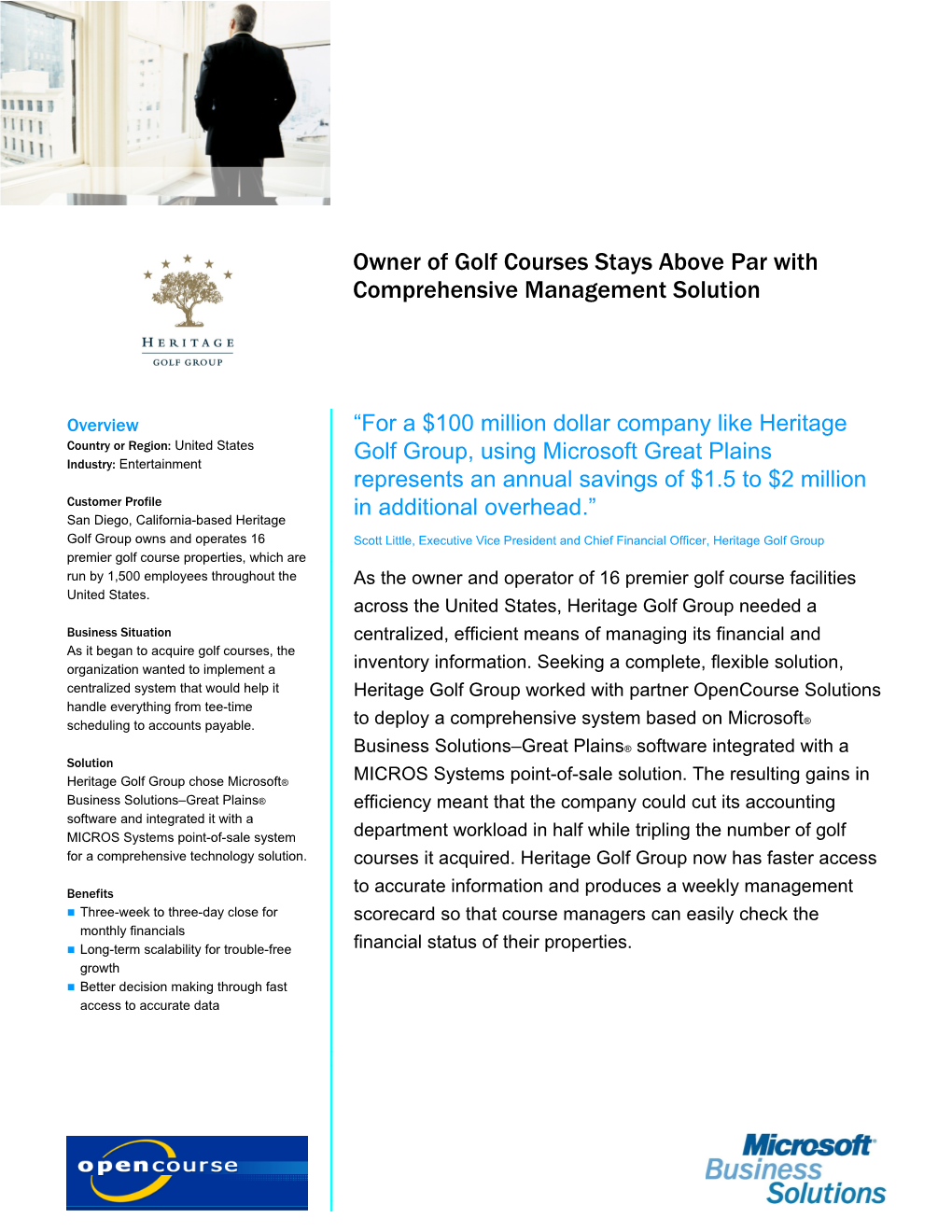 Owner of Golf Courses Stays Above Par with Comprehensive Management Solution