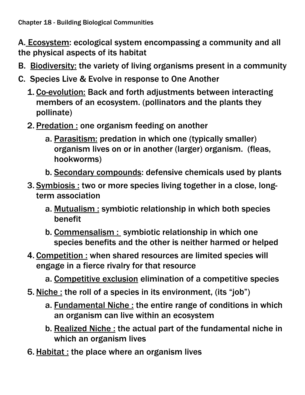 Chapter 18 - Building Biological Communities