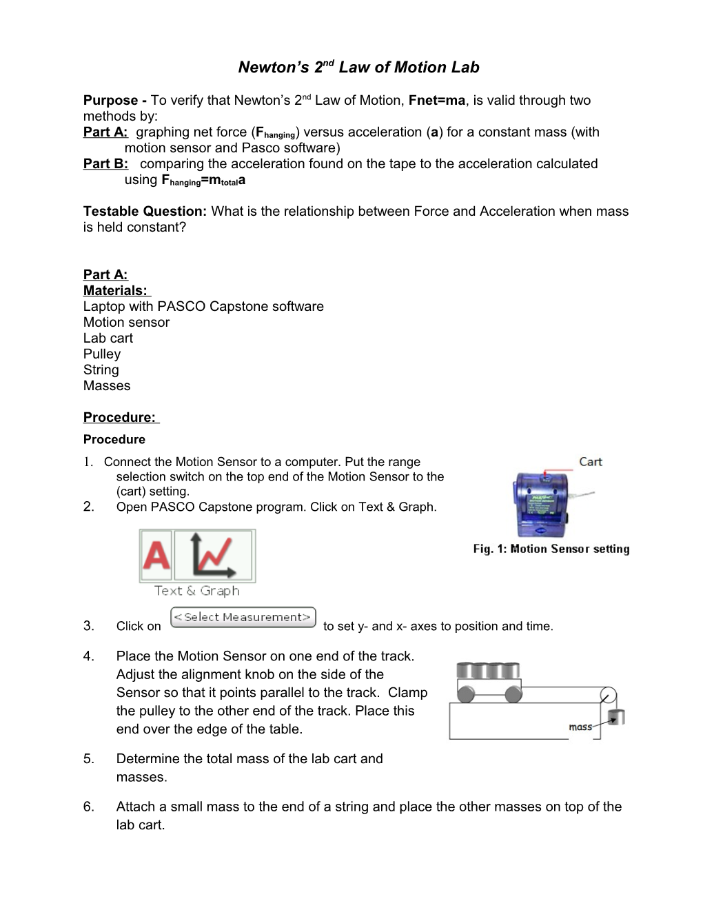 Newton S 2Nd Law of Motion Lab