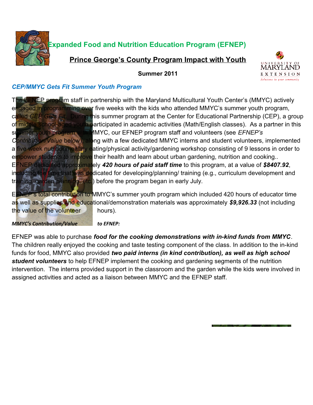 Prince George S County Program Impact with Youth