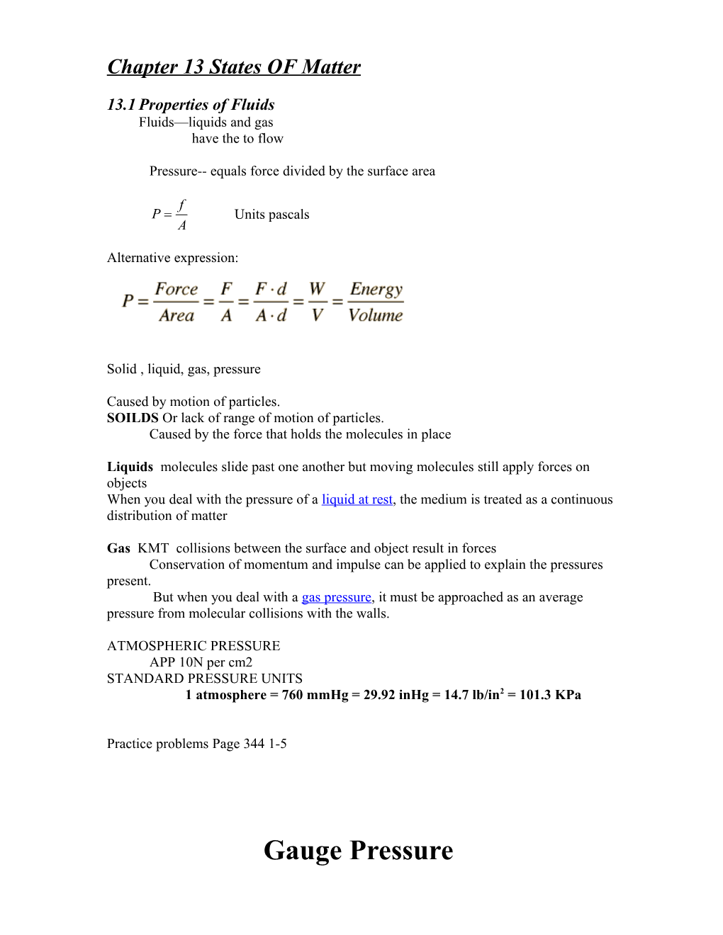 Chapter 13 States of Matter