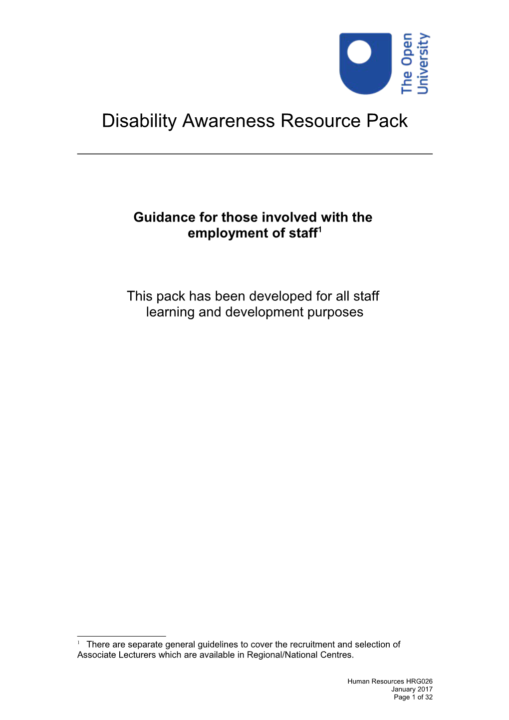 Disability Awareness Resource Pack HRG026