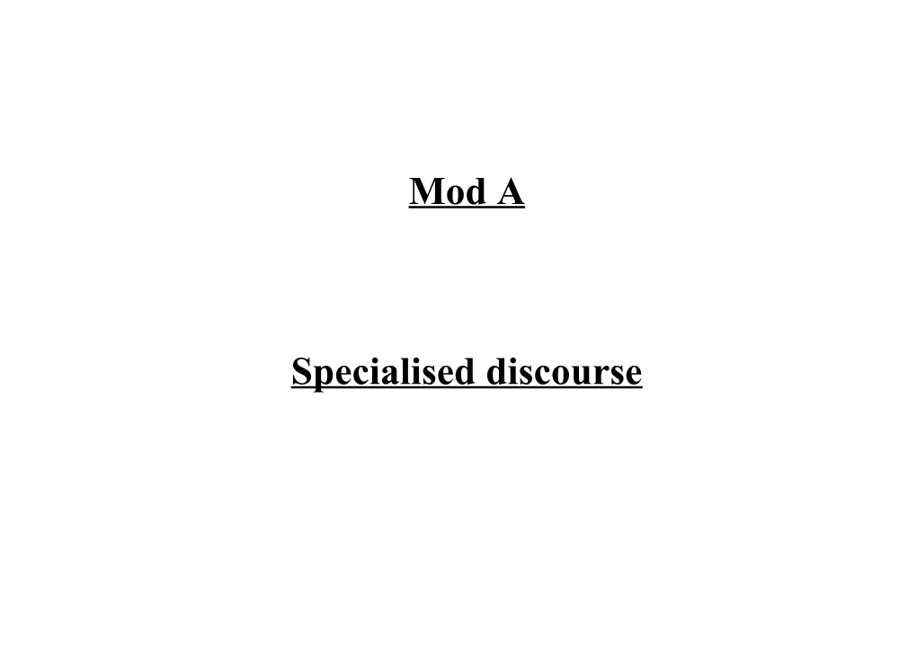 Specialised Discourse