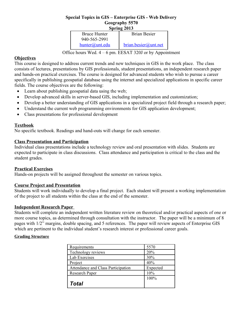 Special Topics in GIS Enterprise GIS - Web Delivery