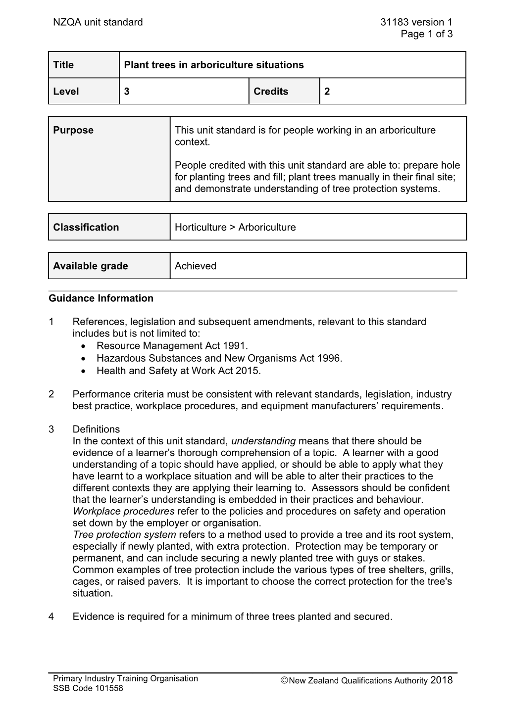 31183 Plant Trees in Arboriculture Situations