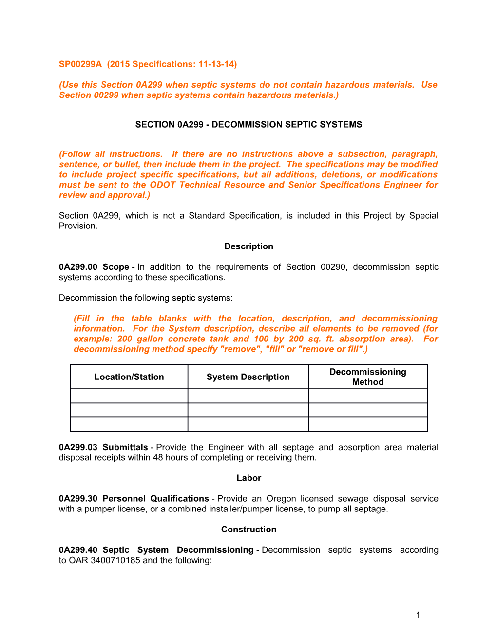 Section 0A299-Decommission Septic Systems