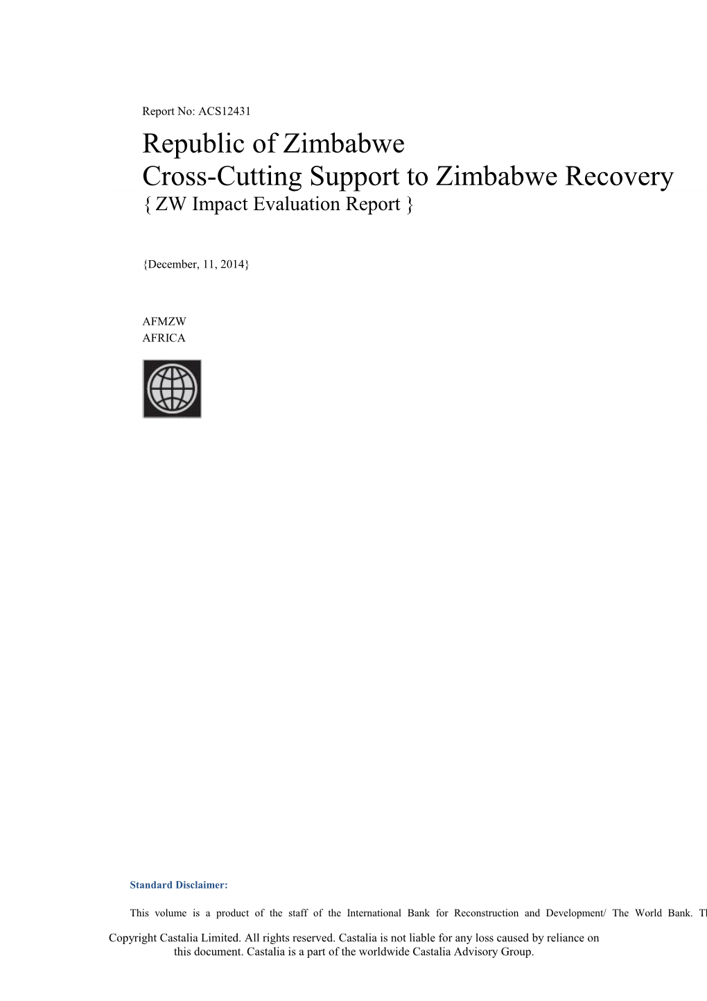 Impact Evaluation of the Zimbabwe Analytical Multidonor Trust Fund (AMDTF)