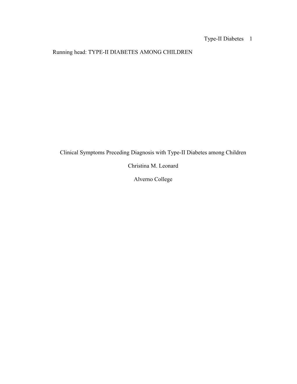 Running Head: TYPE-II DIABETES AMONG CHILDREN