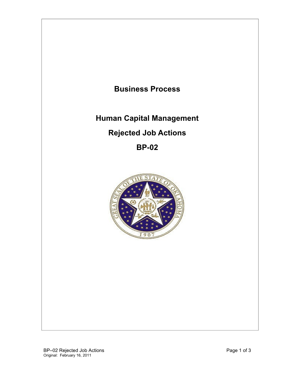 Business Process of Human Capital Mangement Rejected Job Actions