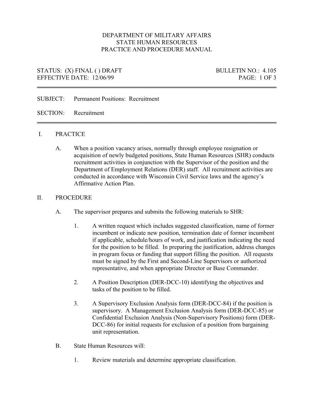 Practice and Procedure Manualbulletin No.: 4.105