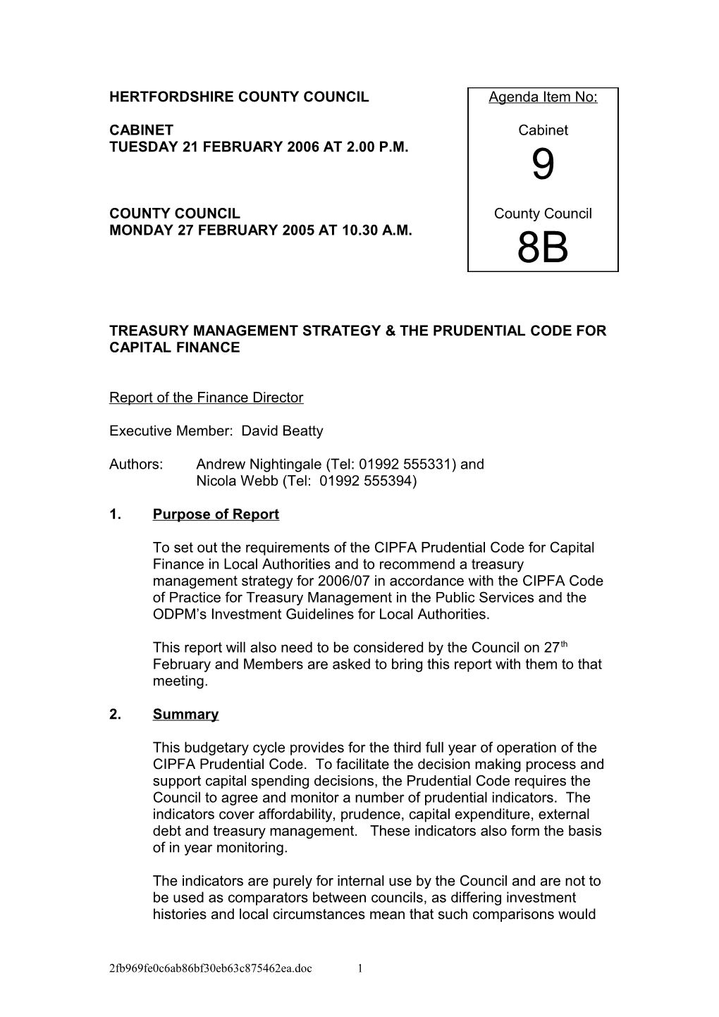 Treasury Management Strategy & the Prudential Code for Capital Finance